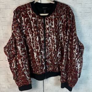Ashley Stewart sequin bomber jacket, colorful fun evening party plus size